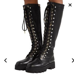 Altuzzara Pearl couture runway thigh high boots